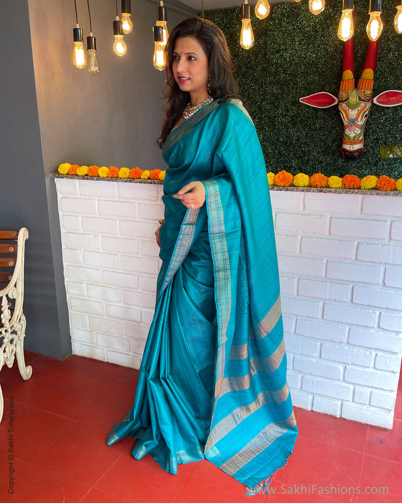 EE-S47332 Blue Tussar Sari