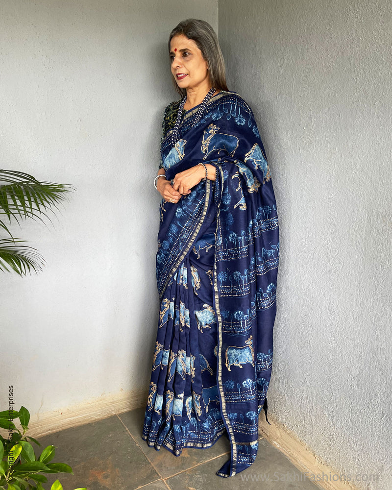 EE-S47729 Cow print Chanderi