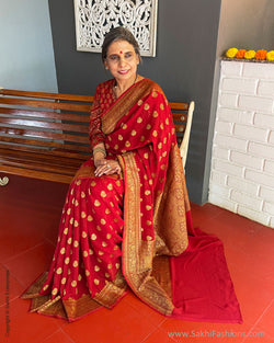 EE-S49364 Red Banarsi Georgette
