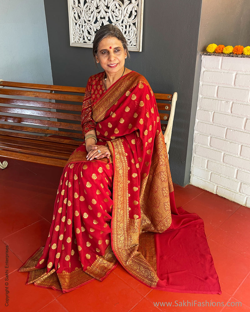EE-S49364 Red Banarsi Georgette