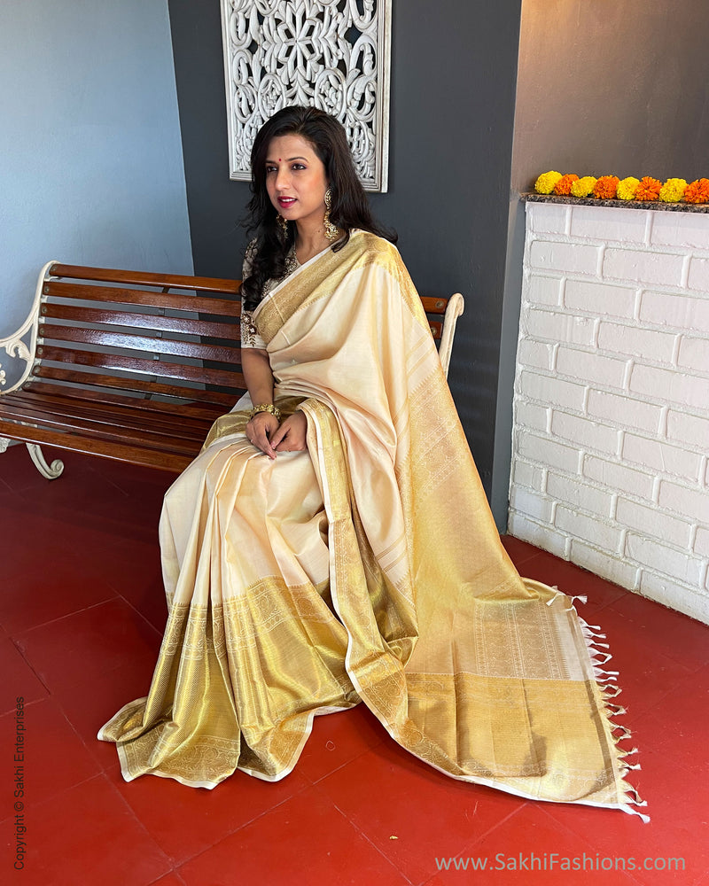 EE-S50022 Cream Kanchi sari