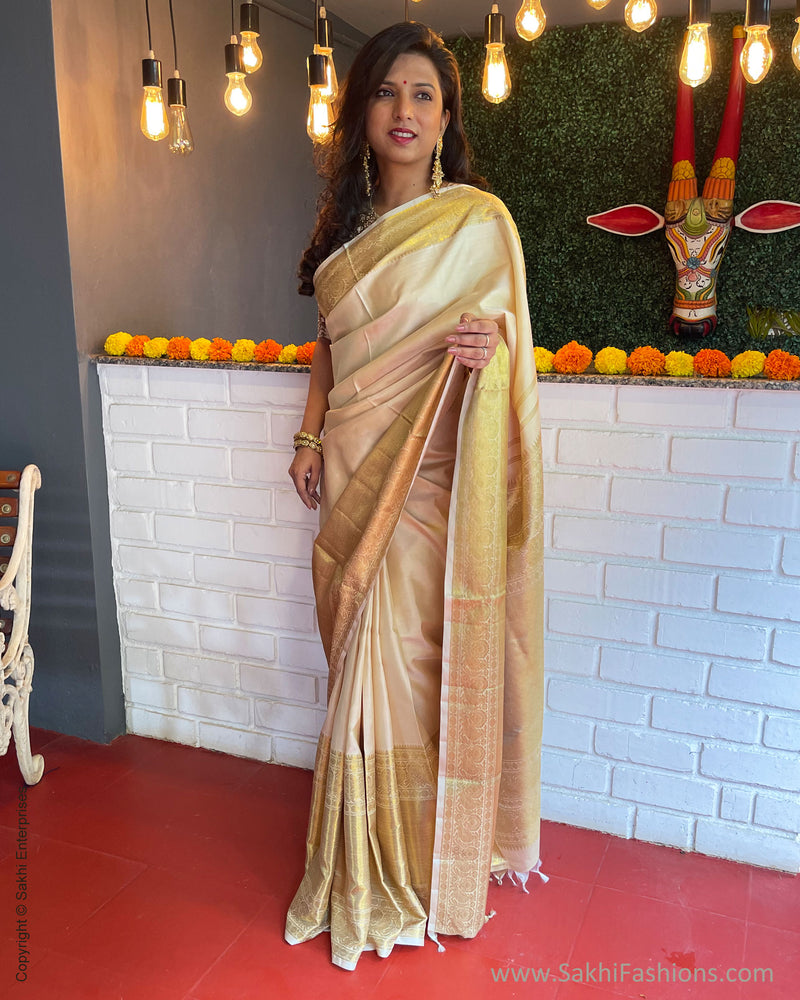 EE-S50022 Cream Kanchi sari