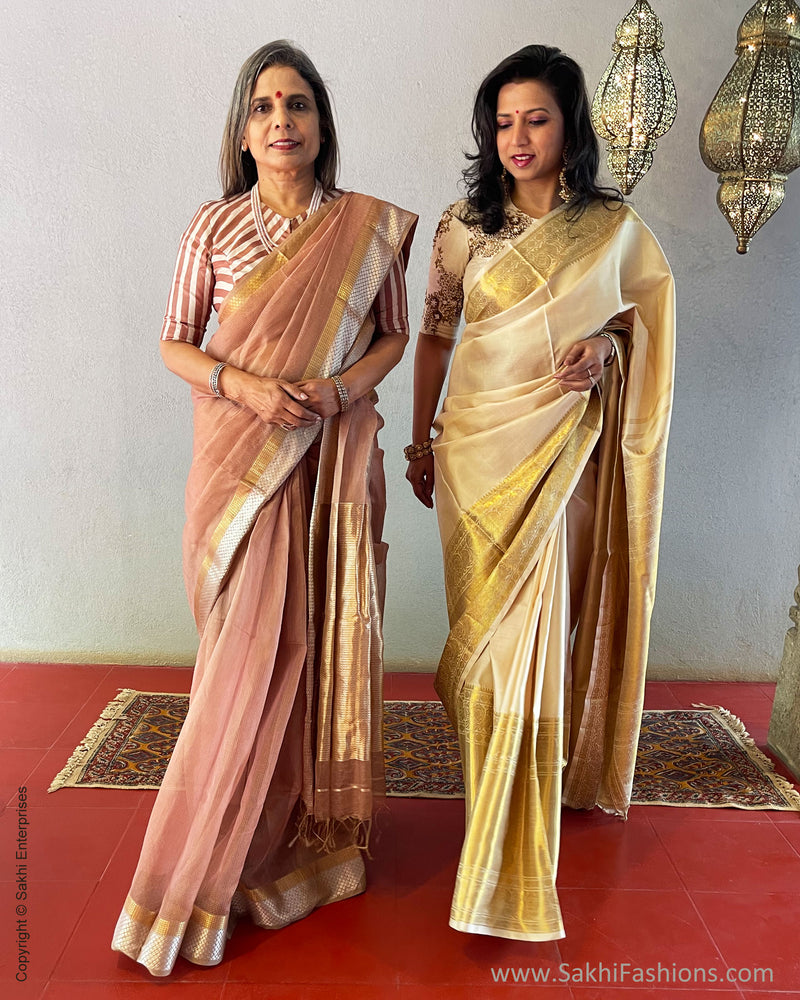 EE-S50022 Cream Kanchi sari