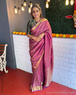 EE-S50939 Purple Crepe Saree