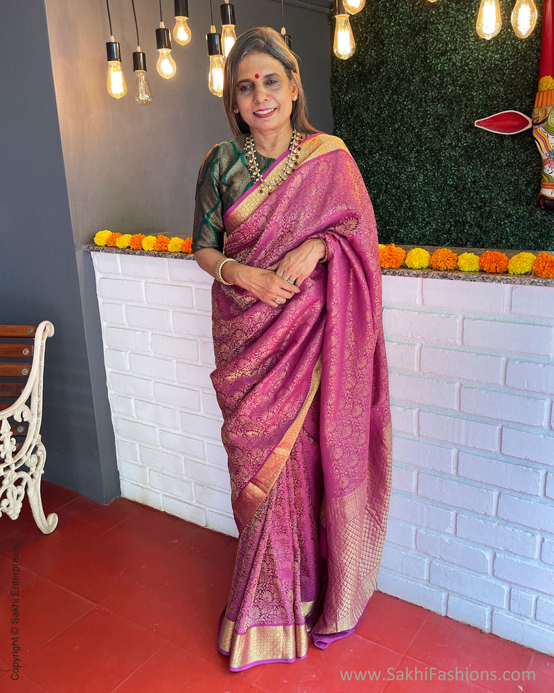 EE-S50939 Purple Crepe Saree