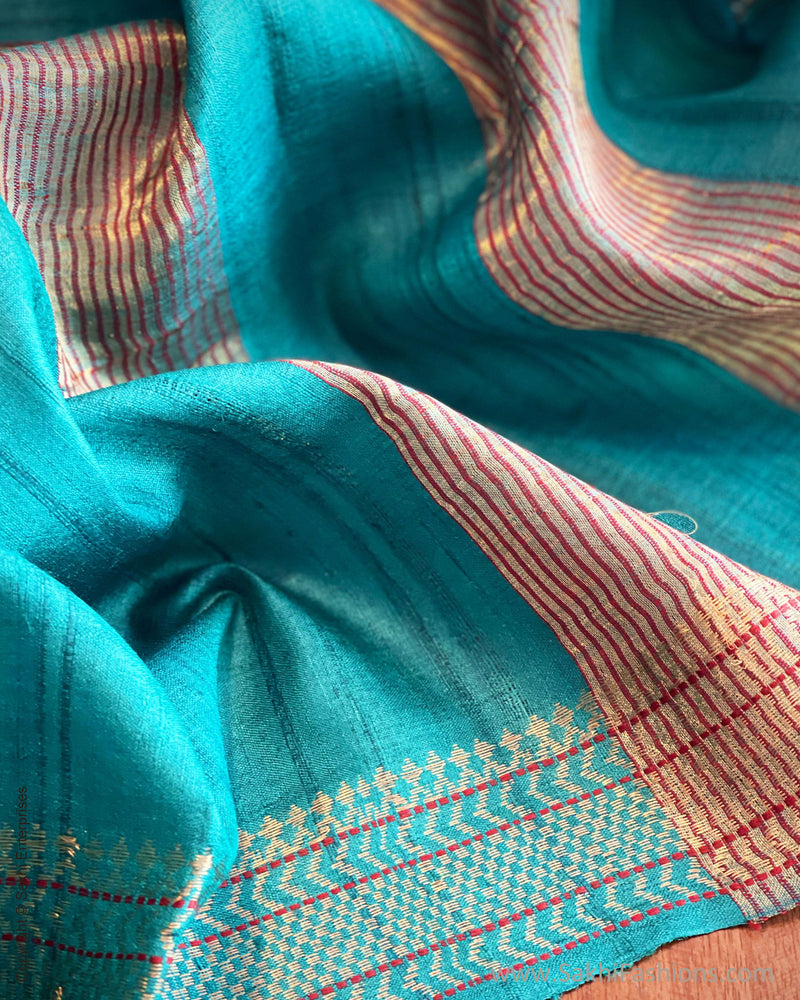 EE-S47332 Blue Tussar Sari