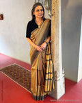 EE-S45536 Tussar Mustard Sari