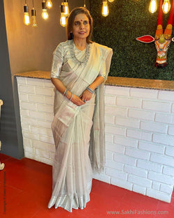 EE-S47335 Silver Tissue Saree
