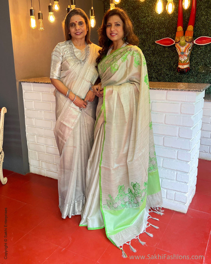 EE-S47335 Silver Tissue Saree