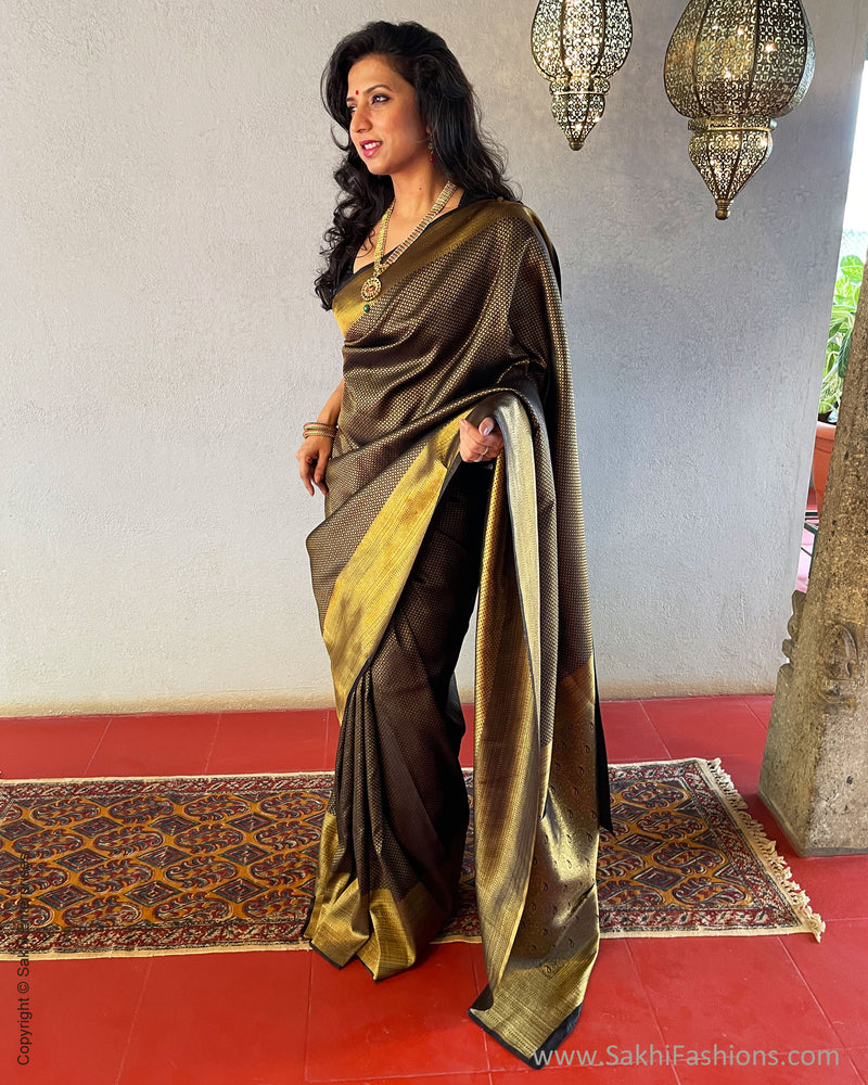 EE-S41830 Black Banarsi Saree