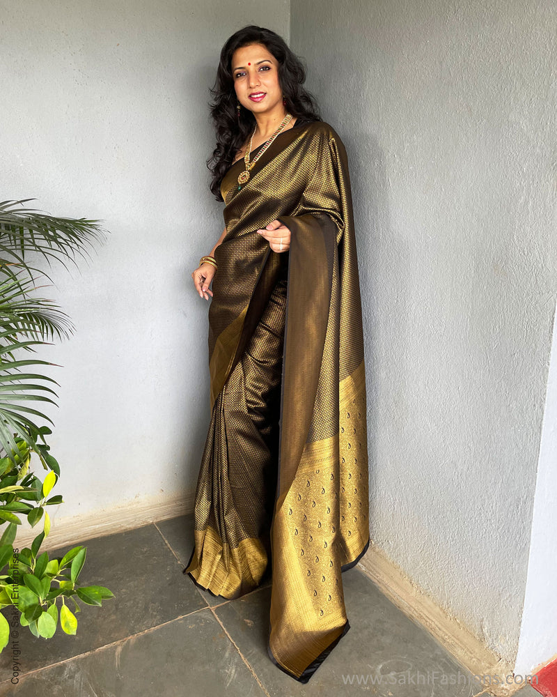 EE-S41830 Black Banarsi Saree