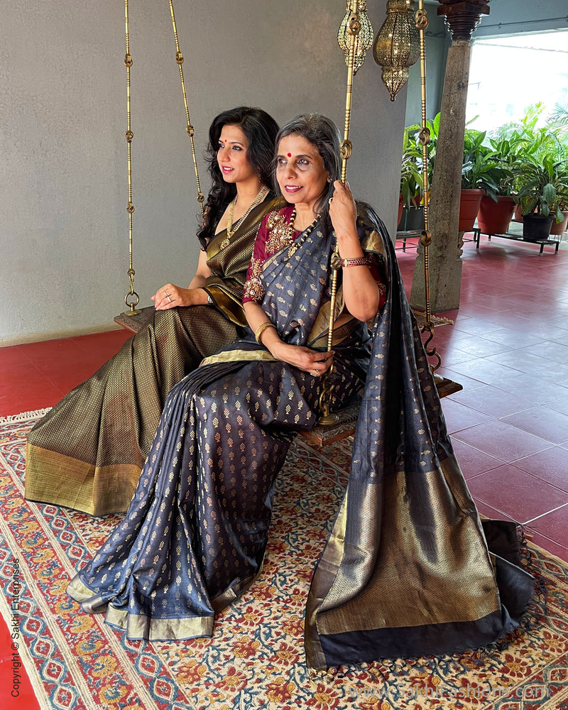 EE-S41830 Black Banarsi Saree