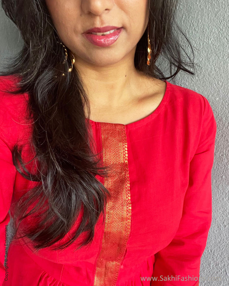 EE-S51550 Red Mangalgiri Dress