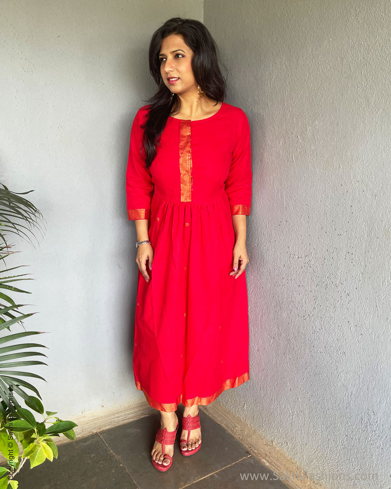 EE-S51550 Red Mangalgiri Dress