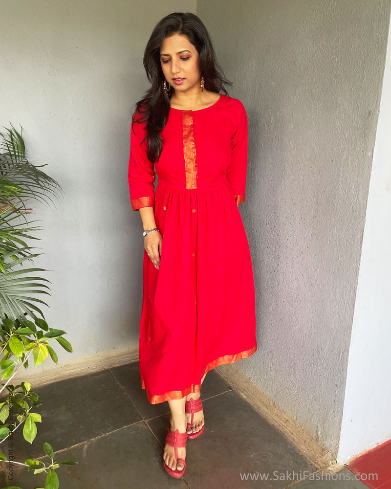 EE-S51550 Red Mangalgiri Dress