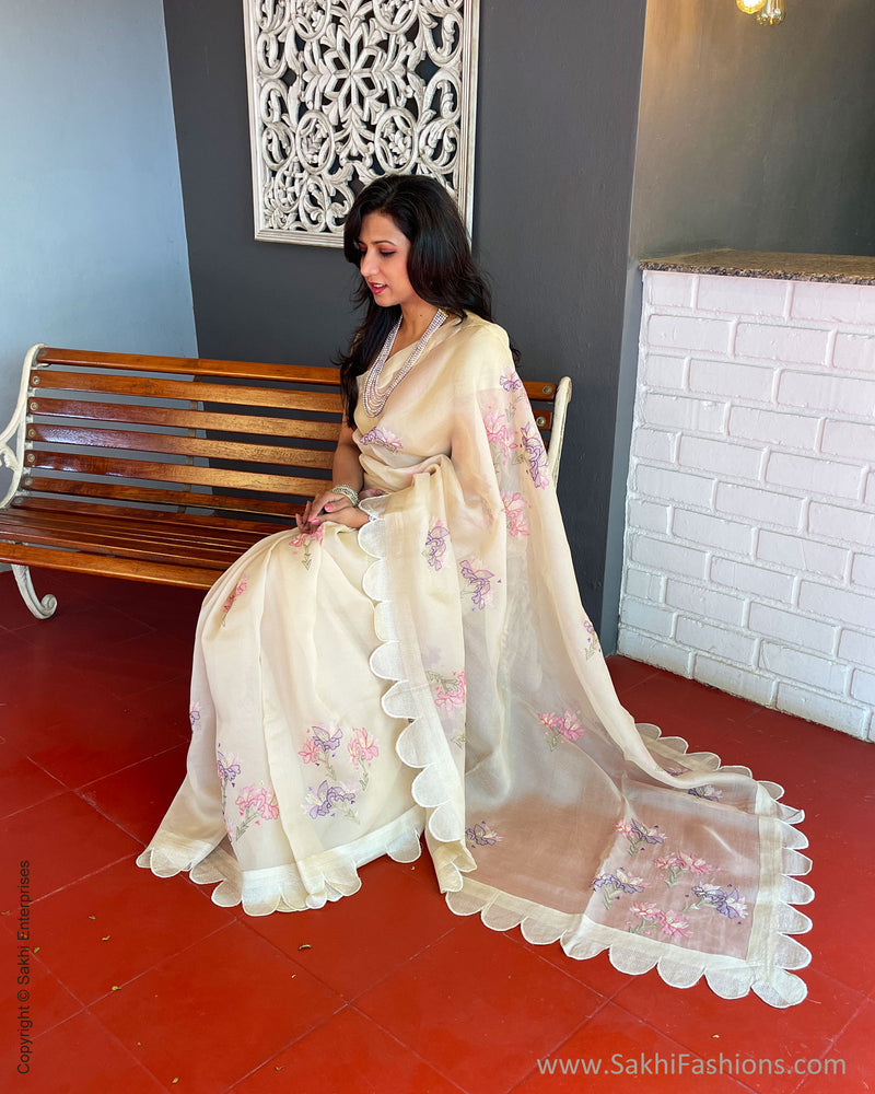 EE-S52516 Organza Scallop Sari