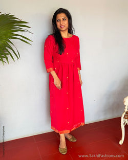 EE-S51551 Red Mangalgiri Dress