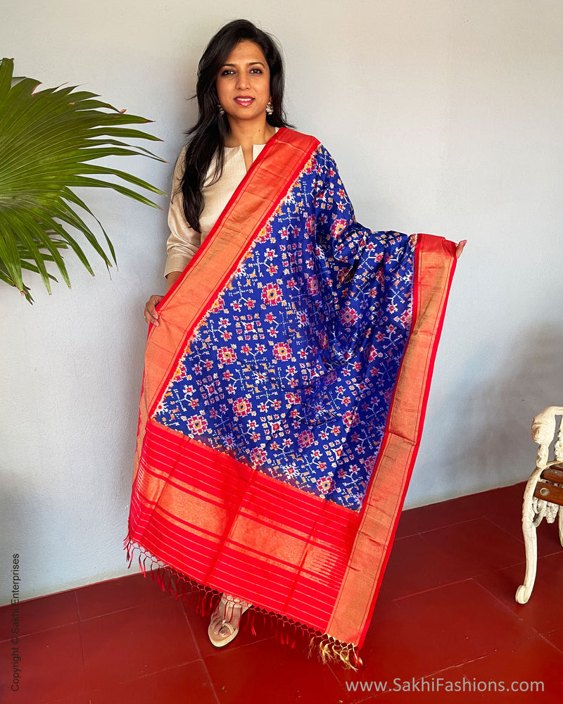EE-S53601 Ikat Blue Dupatta