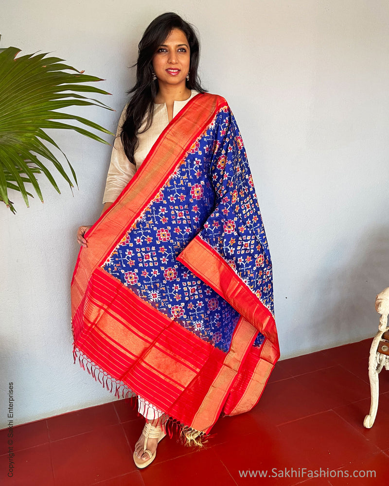 EE-S53601 Ikat Blue Dupatta