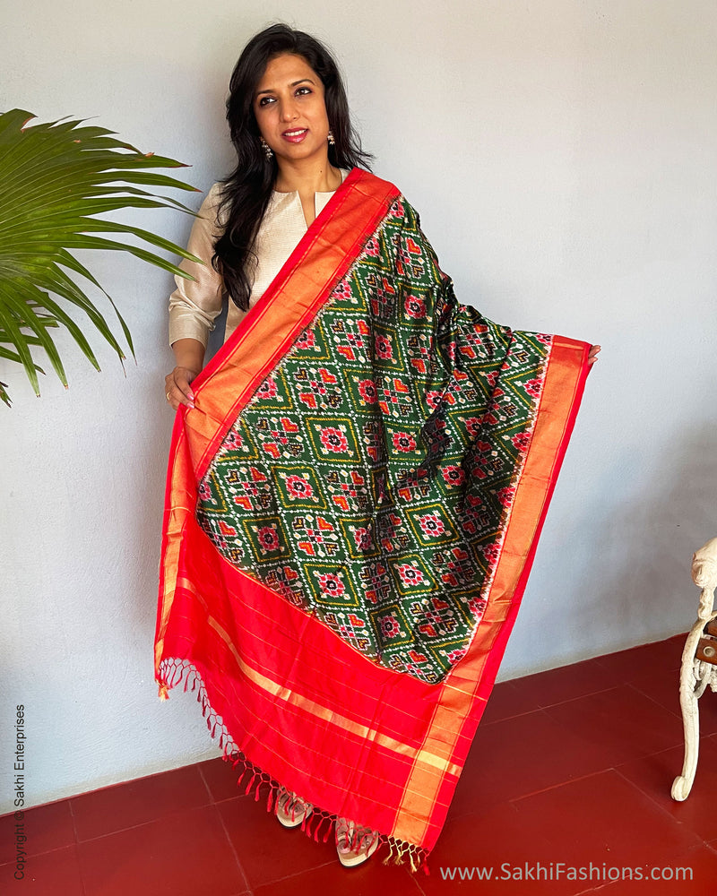 EE-S53606 Ikat Green Dupatta