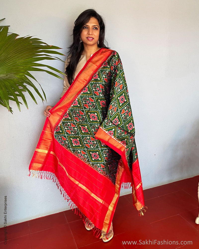 EE-S53606 Ikat Green Dupatta