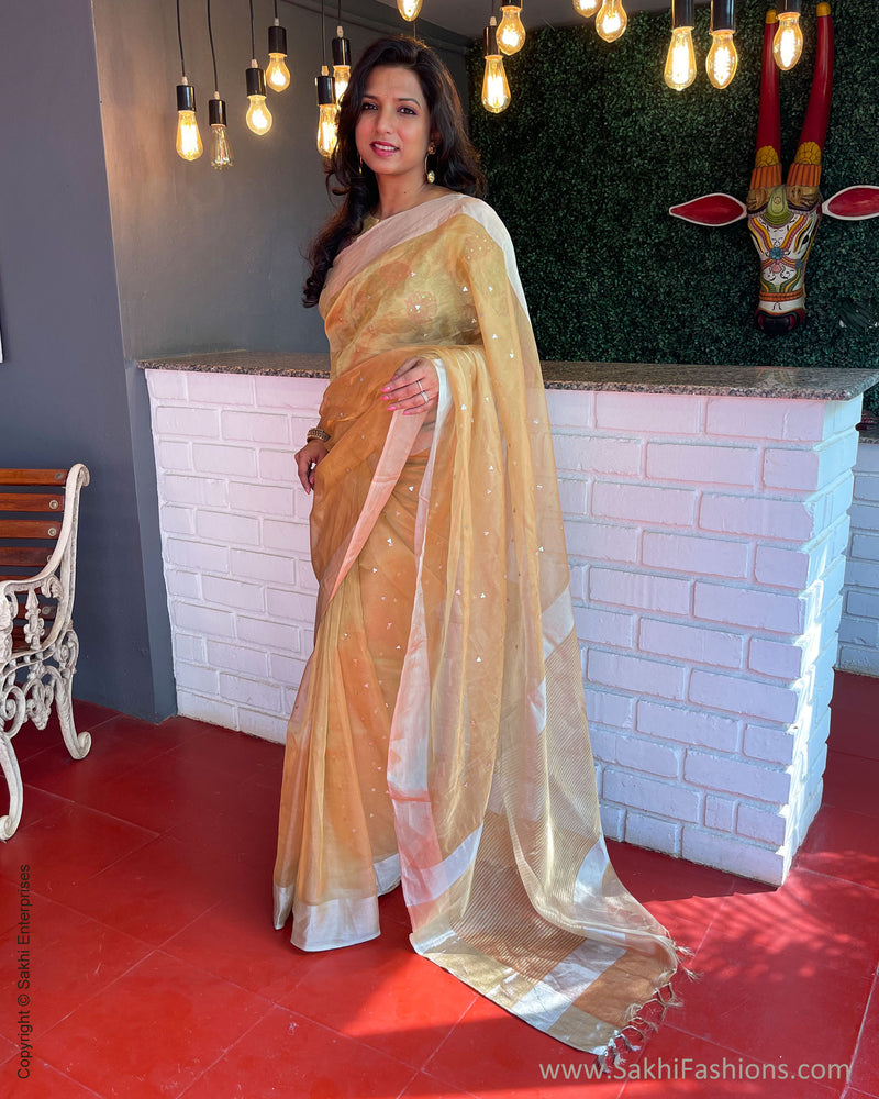 EE-S51653 Gold Tissue Sari