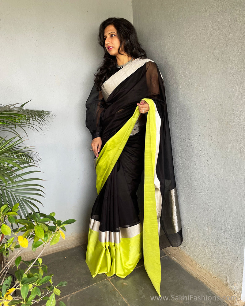 EE-S53628 Black Lemon Chanderi