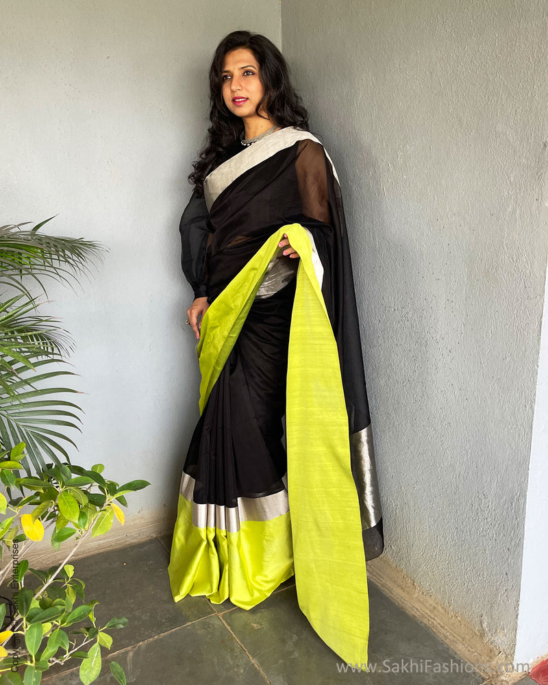 EE-S53628 Black Lemon Chanderi