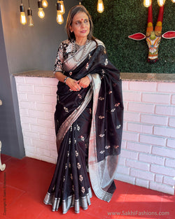 EE-S53630 Black Silver Chanderi