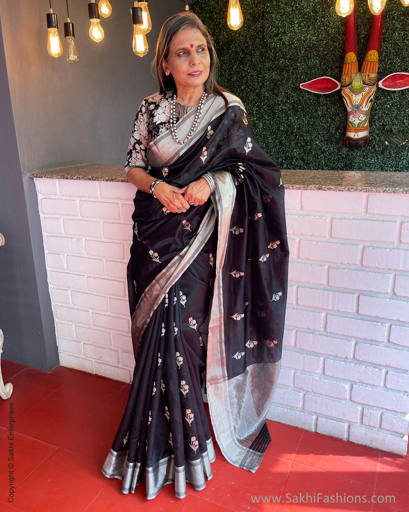 EE-S53630 Black Silver Chanderi