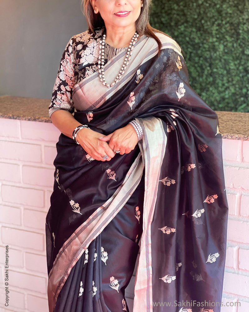 EE-S53630 Black Silver Chanderi
