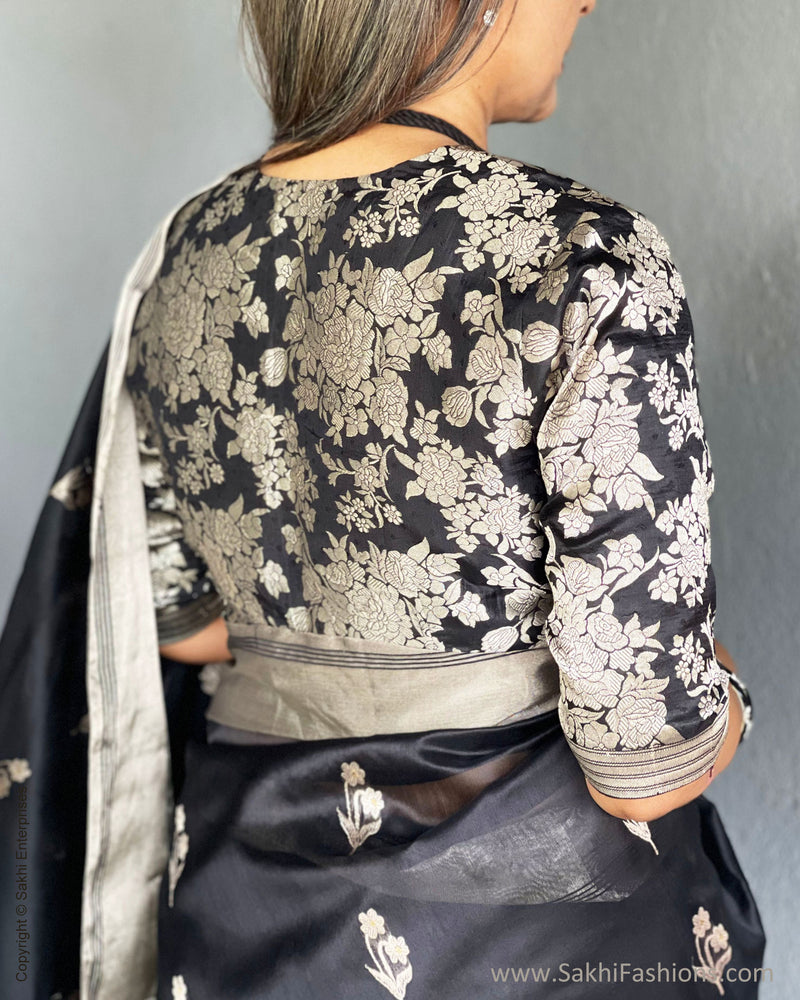 EE-S53630 Black Silver Chanderi