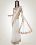White & Pink Silk Kota Saree