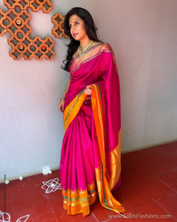 EE-S33948 Pink RawSilk Sari