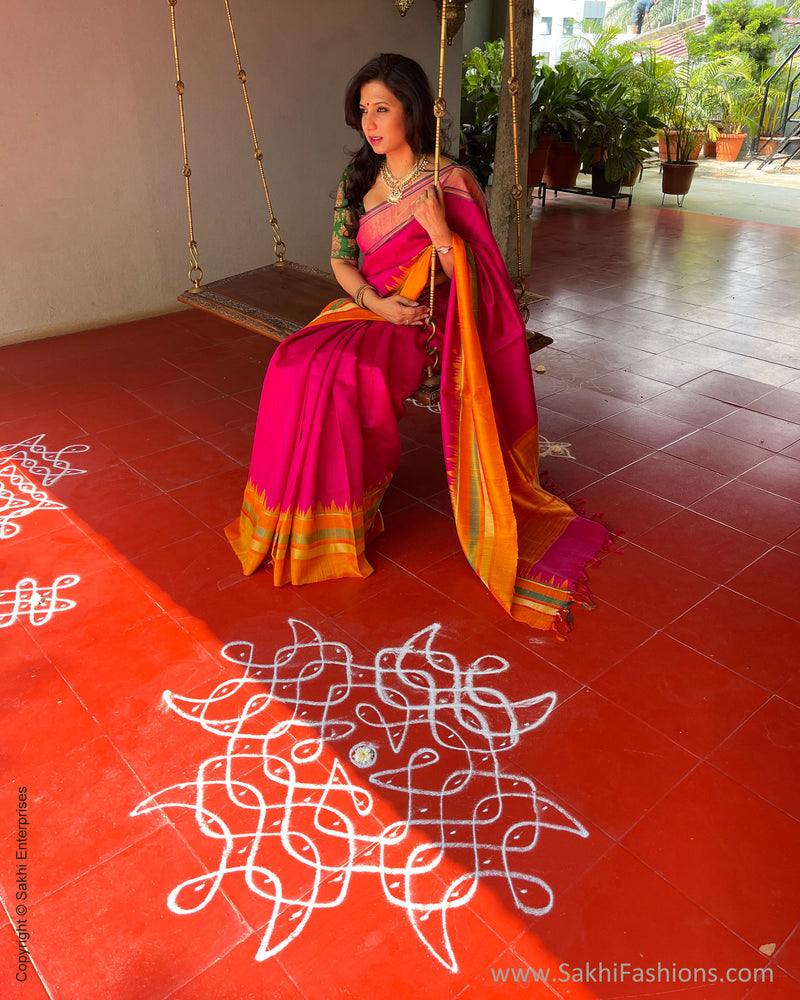 EE-S33948 Pink RawSilk Sari