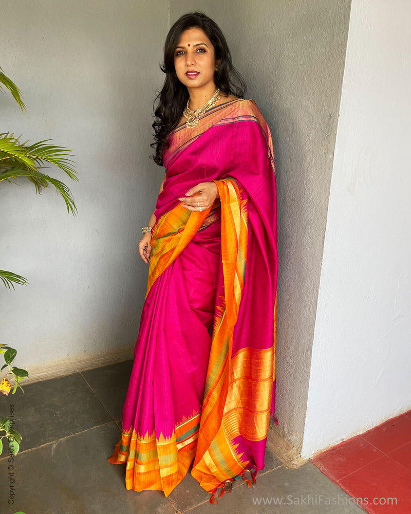 EE-S33948 Pink RawSilk Sari
