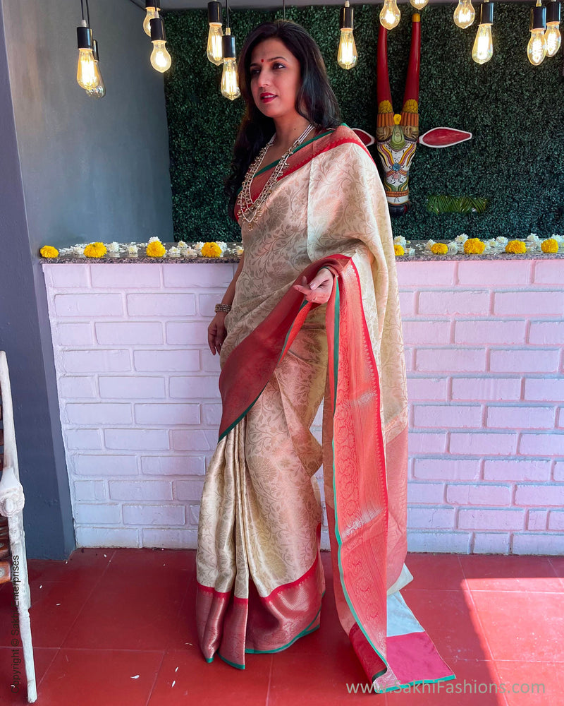 EE-S53161 Cream Red Banarsi
