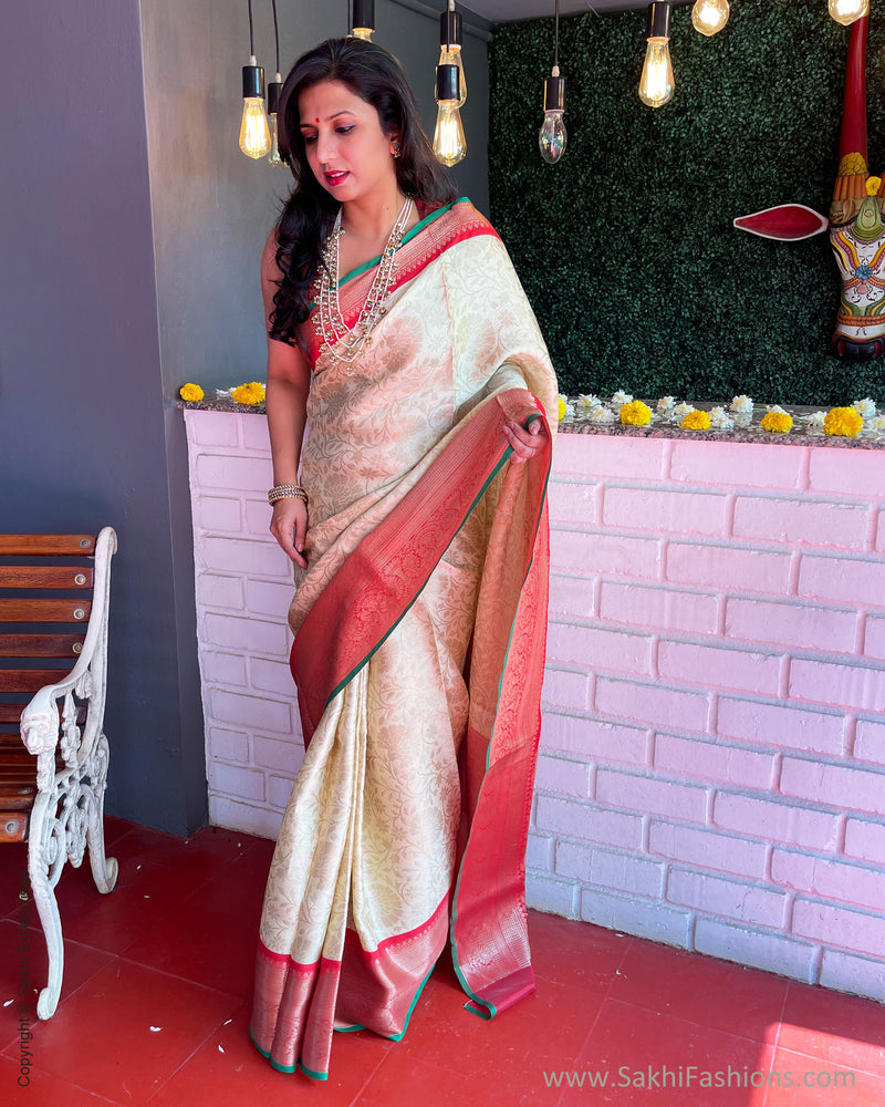 EE-S53161 Cream Red Banarsi