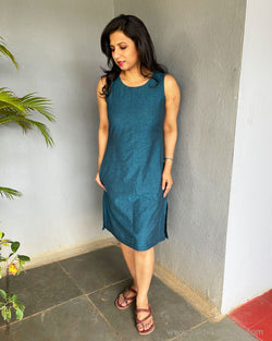 EE-S56143 Blue sleeveless Dress