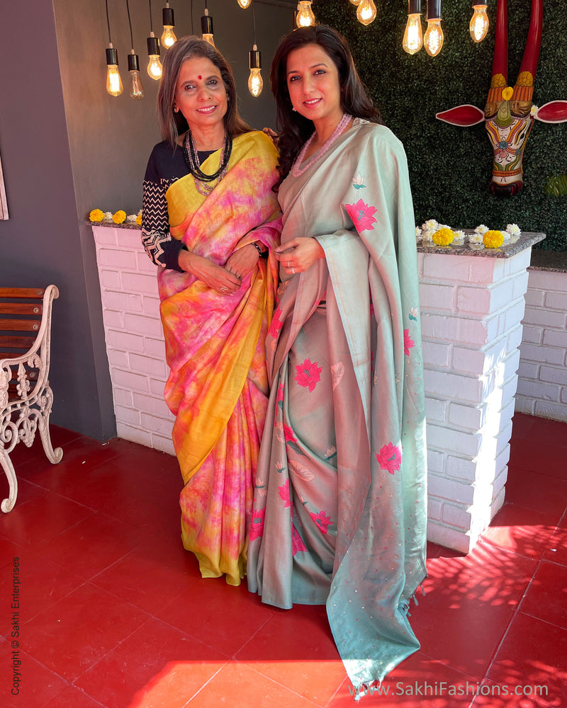 EE-S55382 Floral Mint Kanchi sari