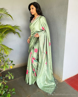 EE-S55382 Floral Mint Kanchi sari