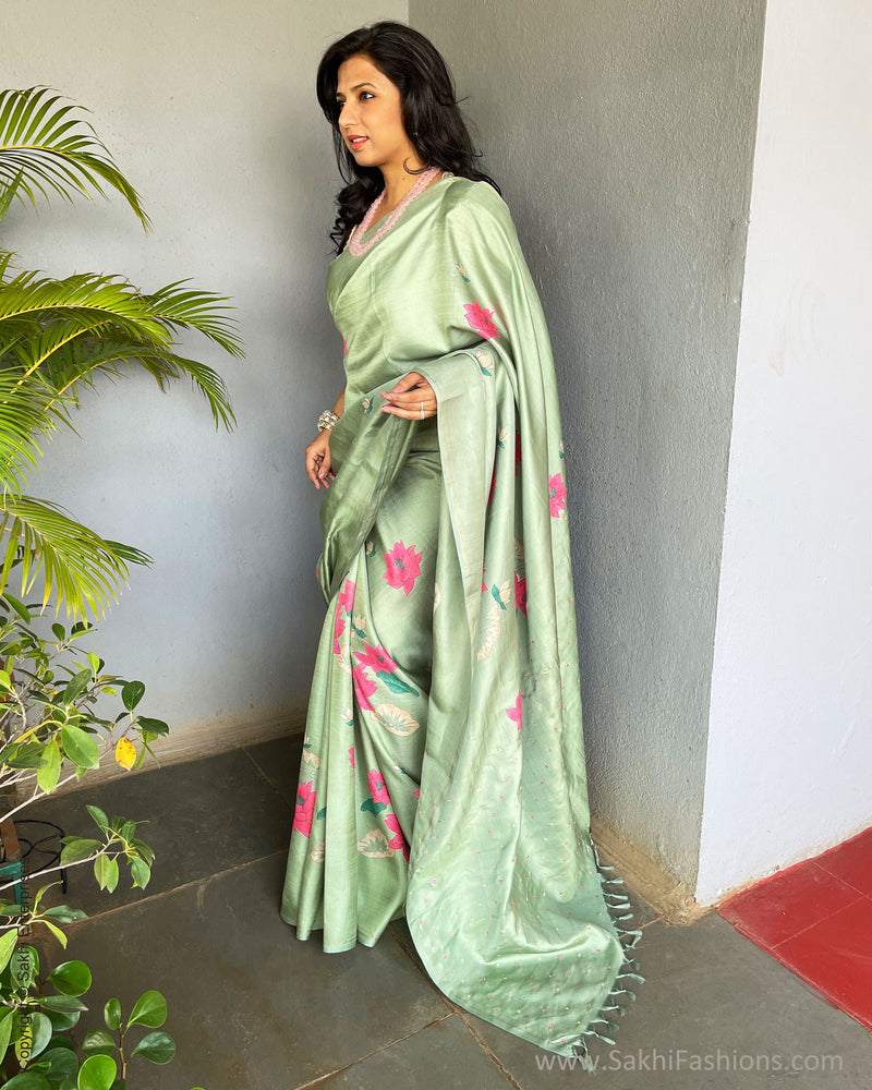 EE-S55382 Floral Mint Kanchi sari