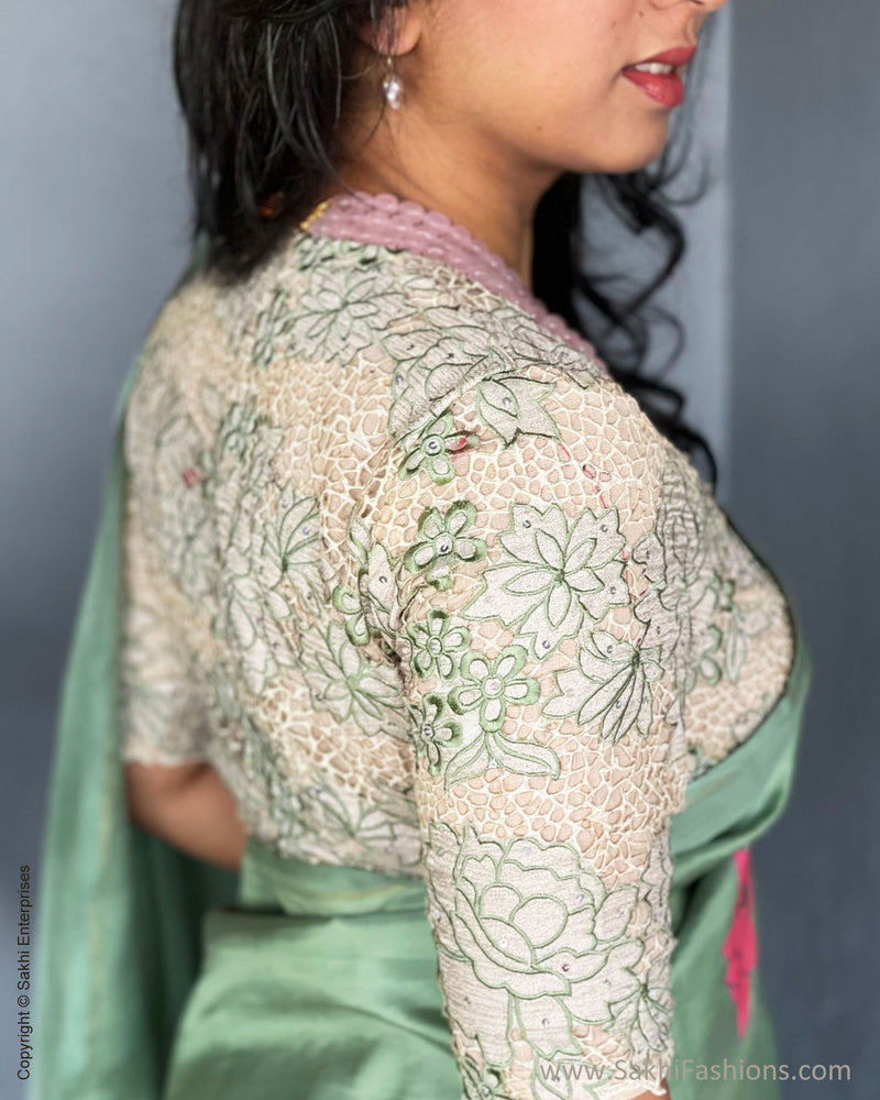 EE-S55382 Floral Mint Kanchi sari