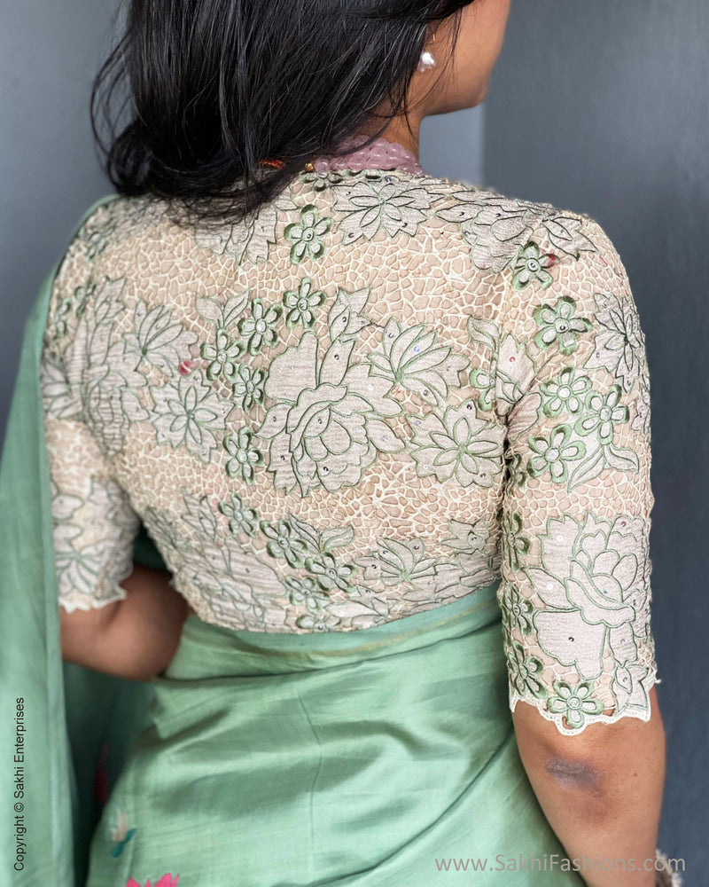 EE-S55382 Floral Mint Kanchi sari