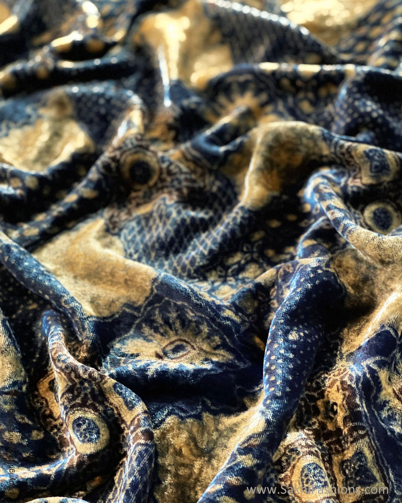BL-R56803 Blue Ajrakh Velvet BlouseF