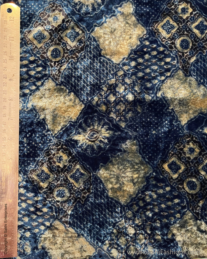 BL-R56803 Blue Ajrakh Velvet BlouseF