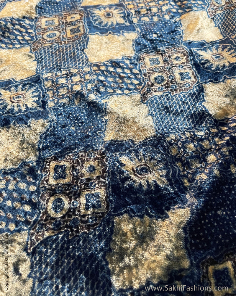BL-R56803 Blue Ajrakh Velvet BlouseF