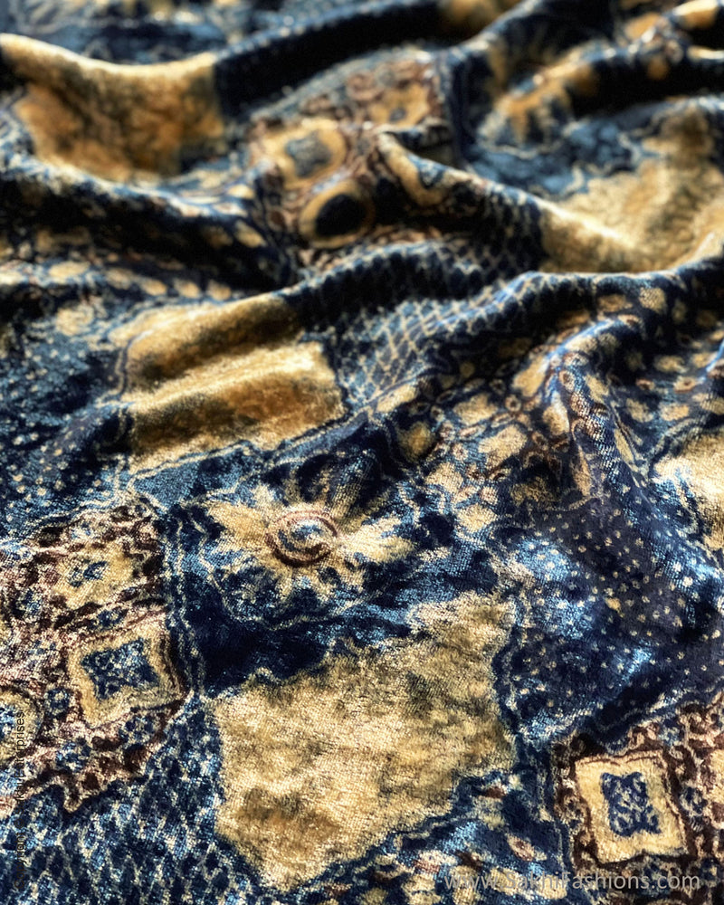 BL-R56803 Blue Ajrakh Velvet BlouseF