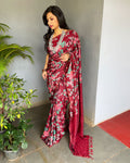 EE-S55381 Floral Maroon Kanchi sari