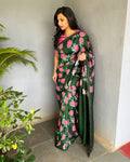 EE-S55379 Floral Green Kanchi sari